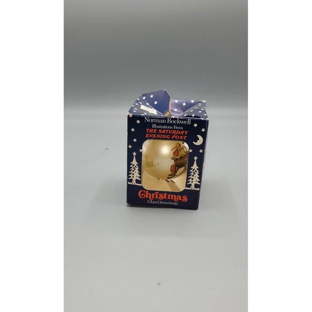Norman Rockwell "Santa at the Map" CLASSIC Glass Ball Christmas Ornament w Box!